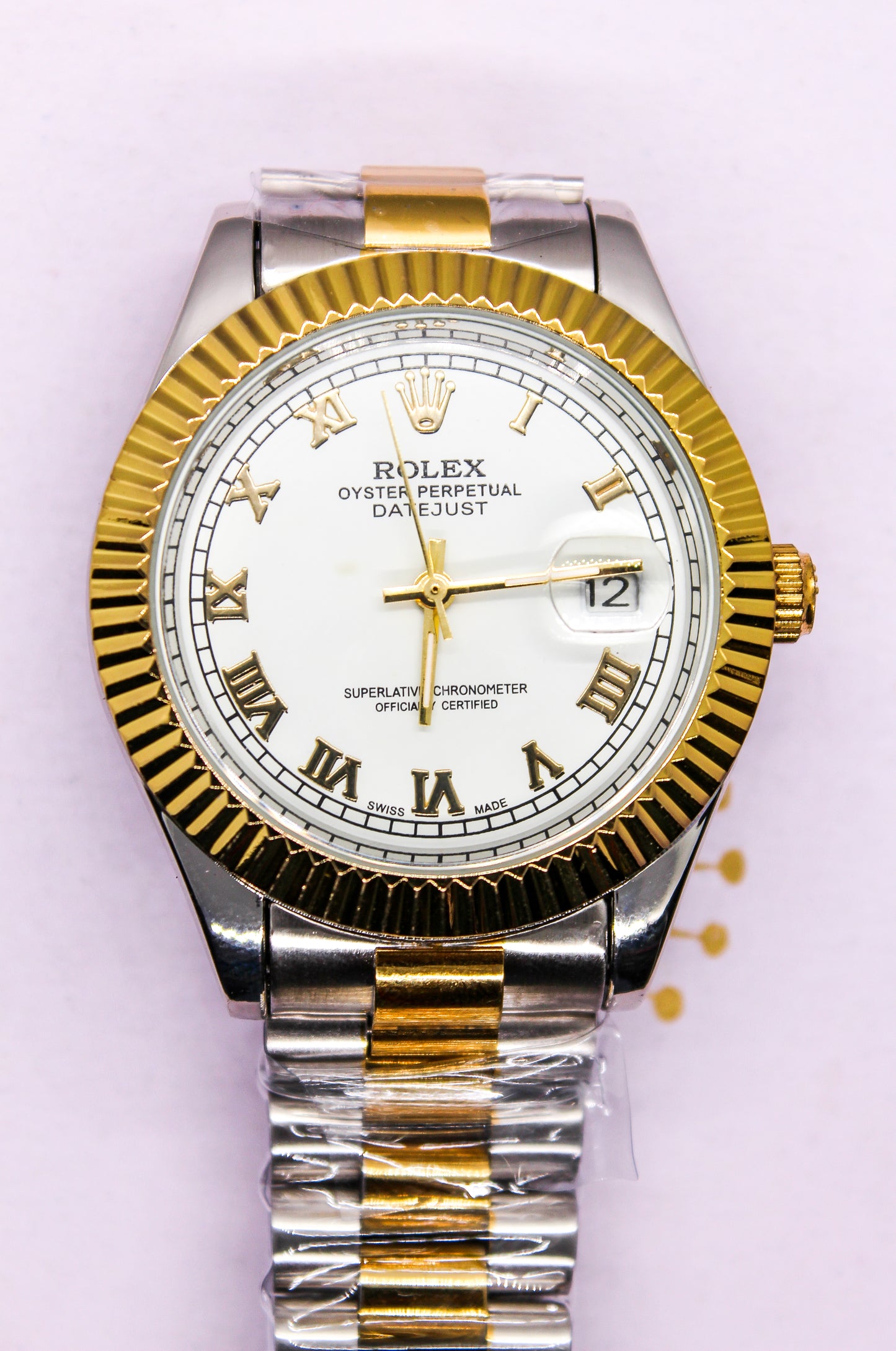 Premium RLX Automatic Two-Tone white Roman dial Watch