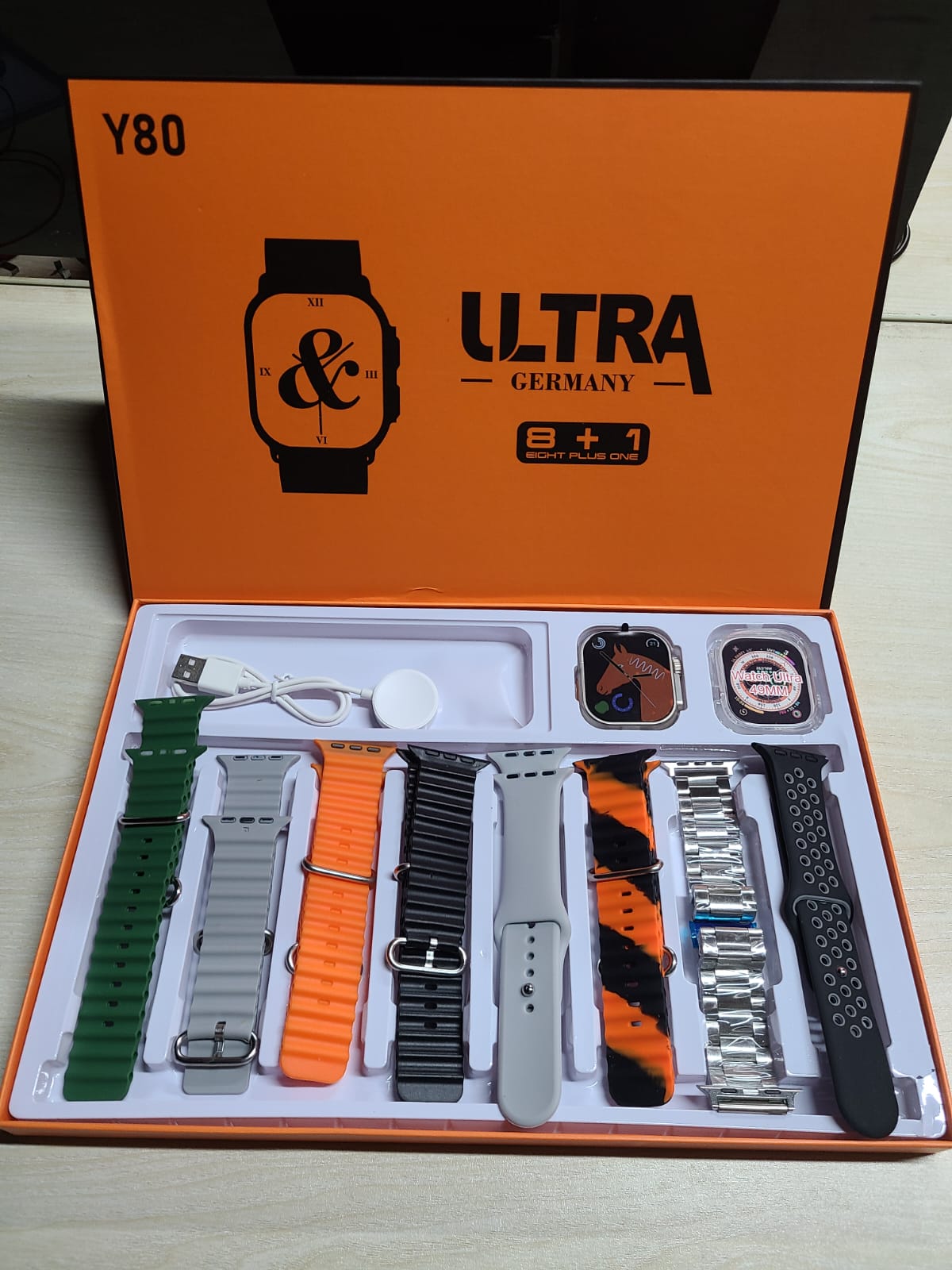 Y80 Ultra Smart Watch With 8 Straps