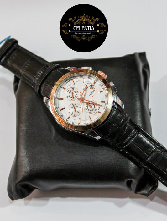 Premium Chronograph Date Watch (White-Black)