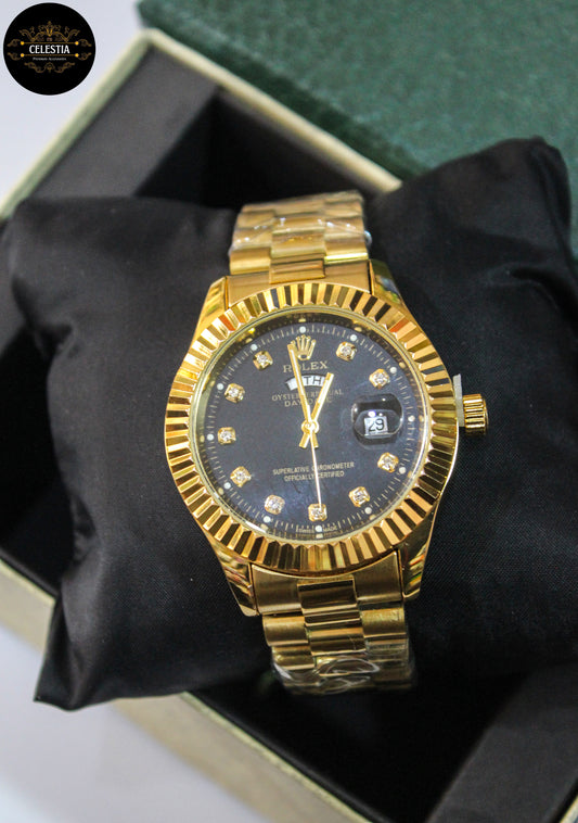 Premium RLX Day-Date Watch (Black-Gold)