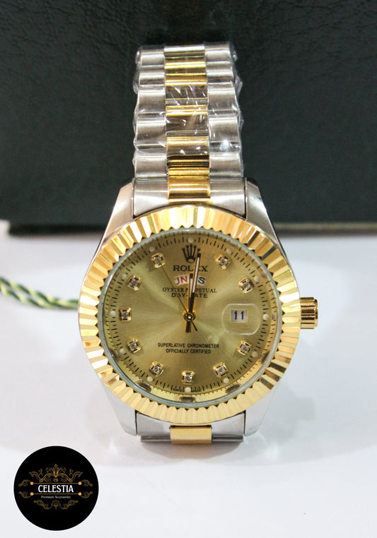 Premium RLX Day-Date Watch (Two-Tone Gold)