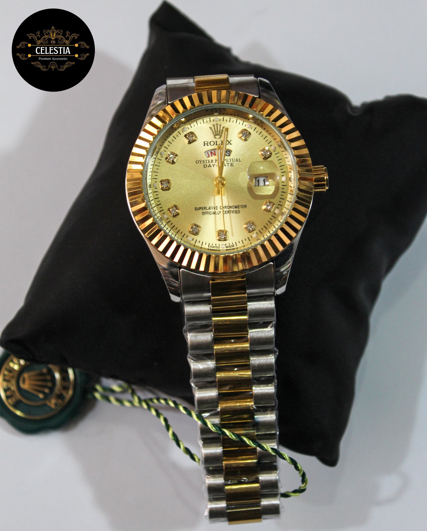 Premium RLX Day-Date Watch (Two-Tone Gold)