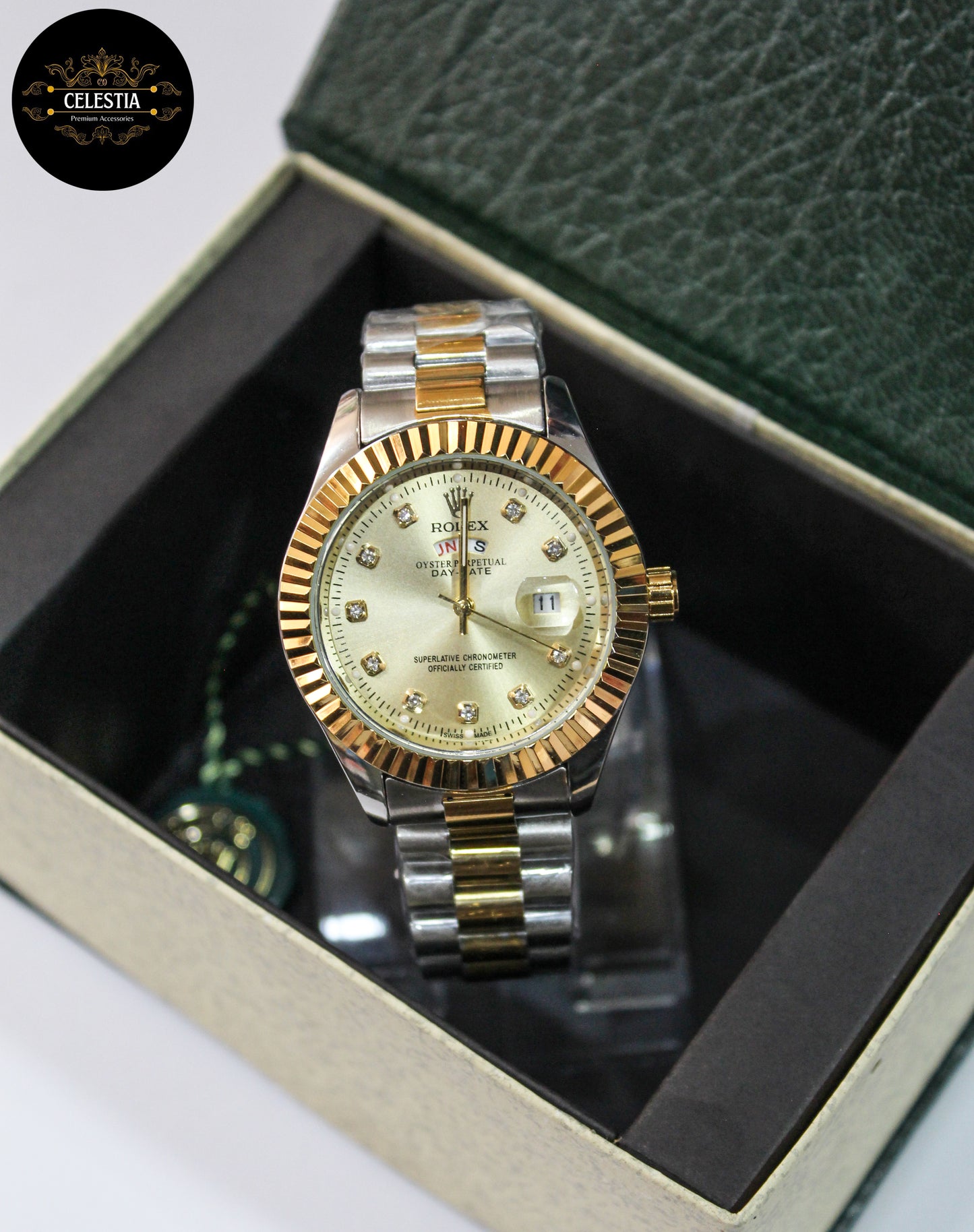 Premium RLX Day-Date Watch (Two-Tone Gold)