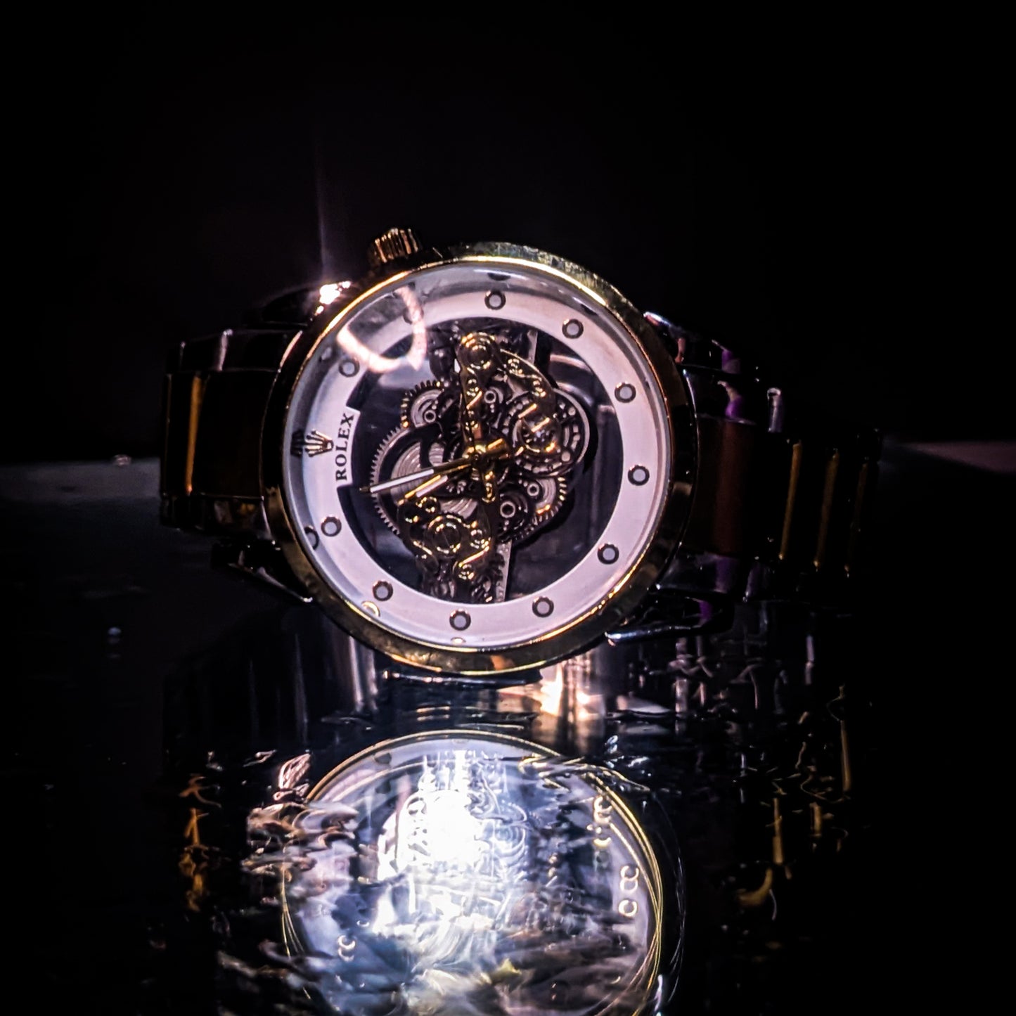 Premium RLX Two-Tone Skeleton Watch