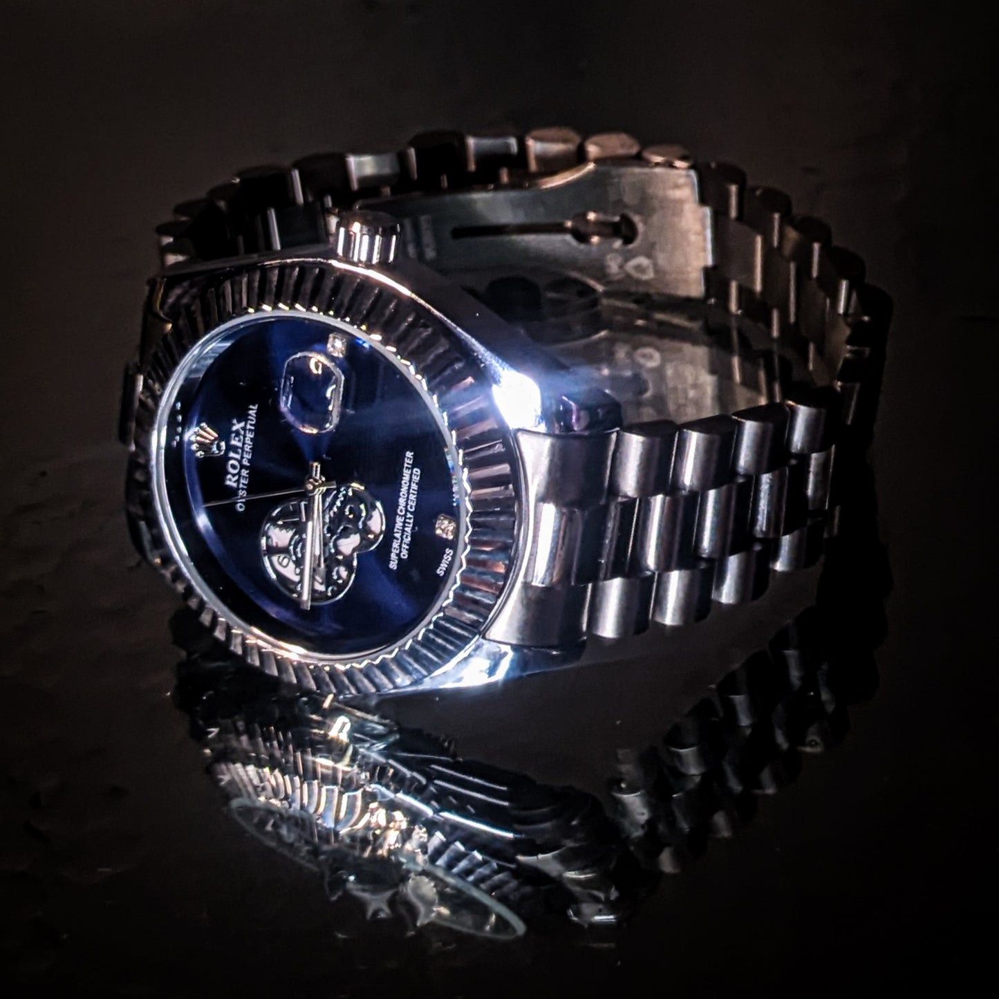 Premium RLX Chronograph Date Blue Dial Watch