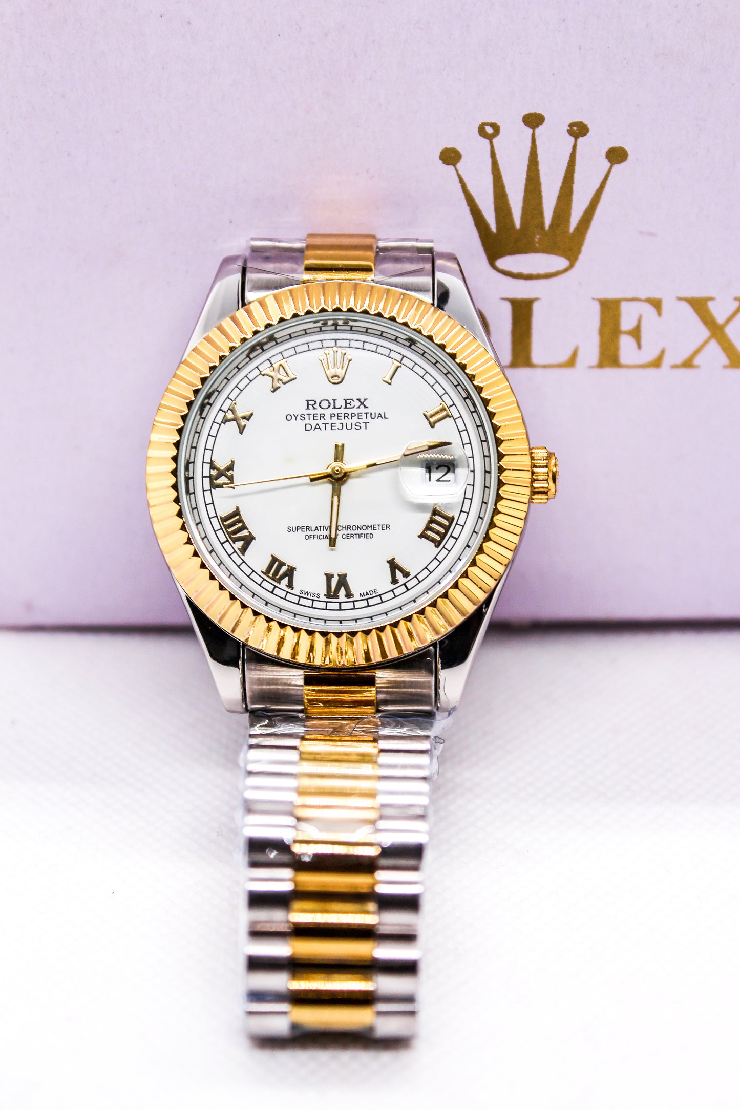 Premium RLX Automatic Two-Tone white Roman dial Watch