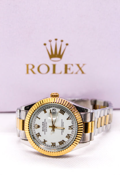 Premium RLX Automatic Two-Tone white Roman dial Watch