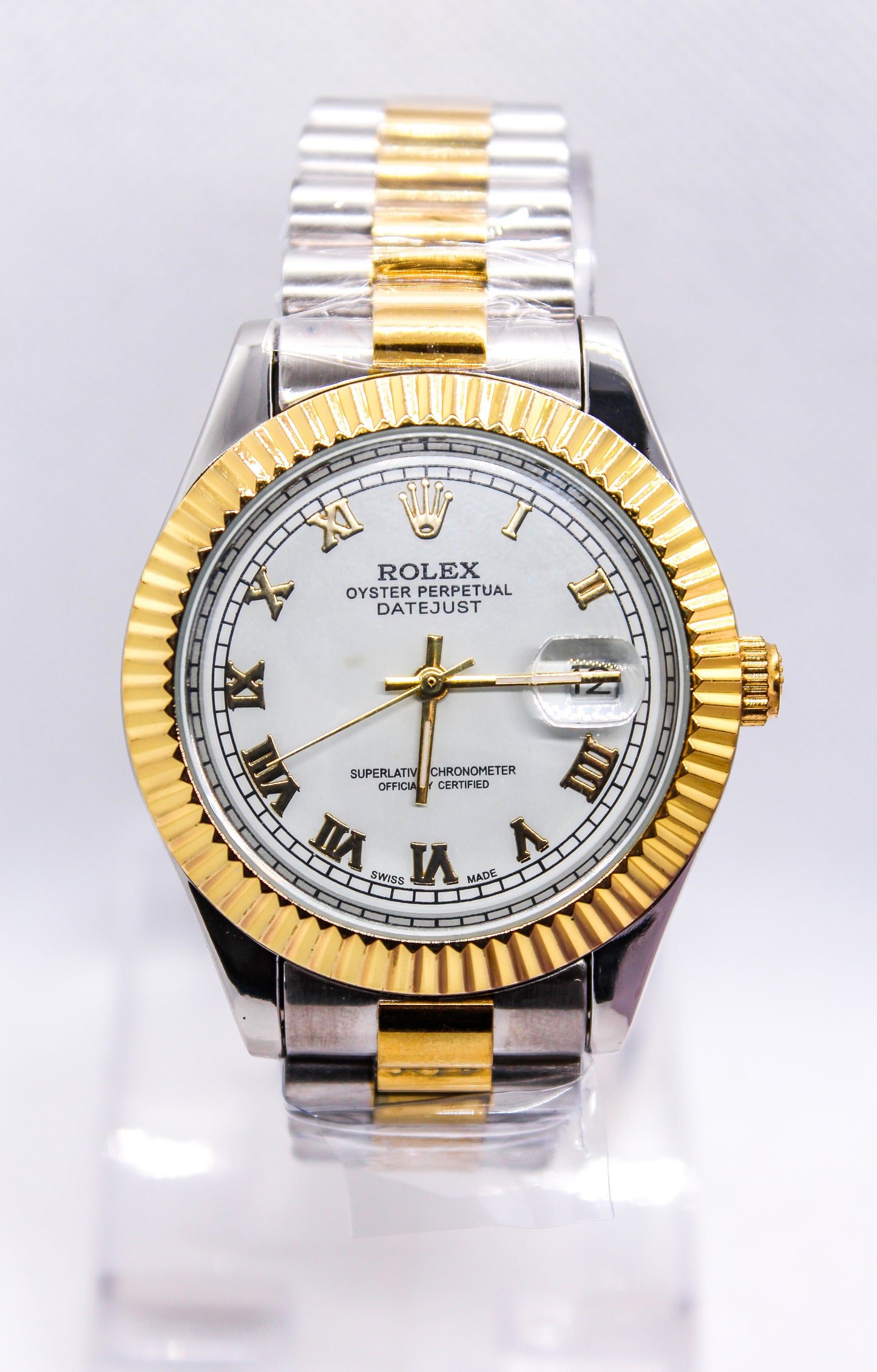 Premium RLX Automatic Two-Tone white Roman dial Watch