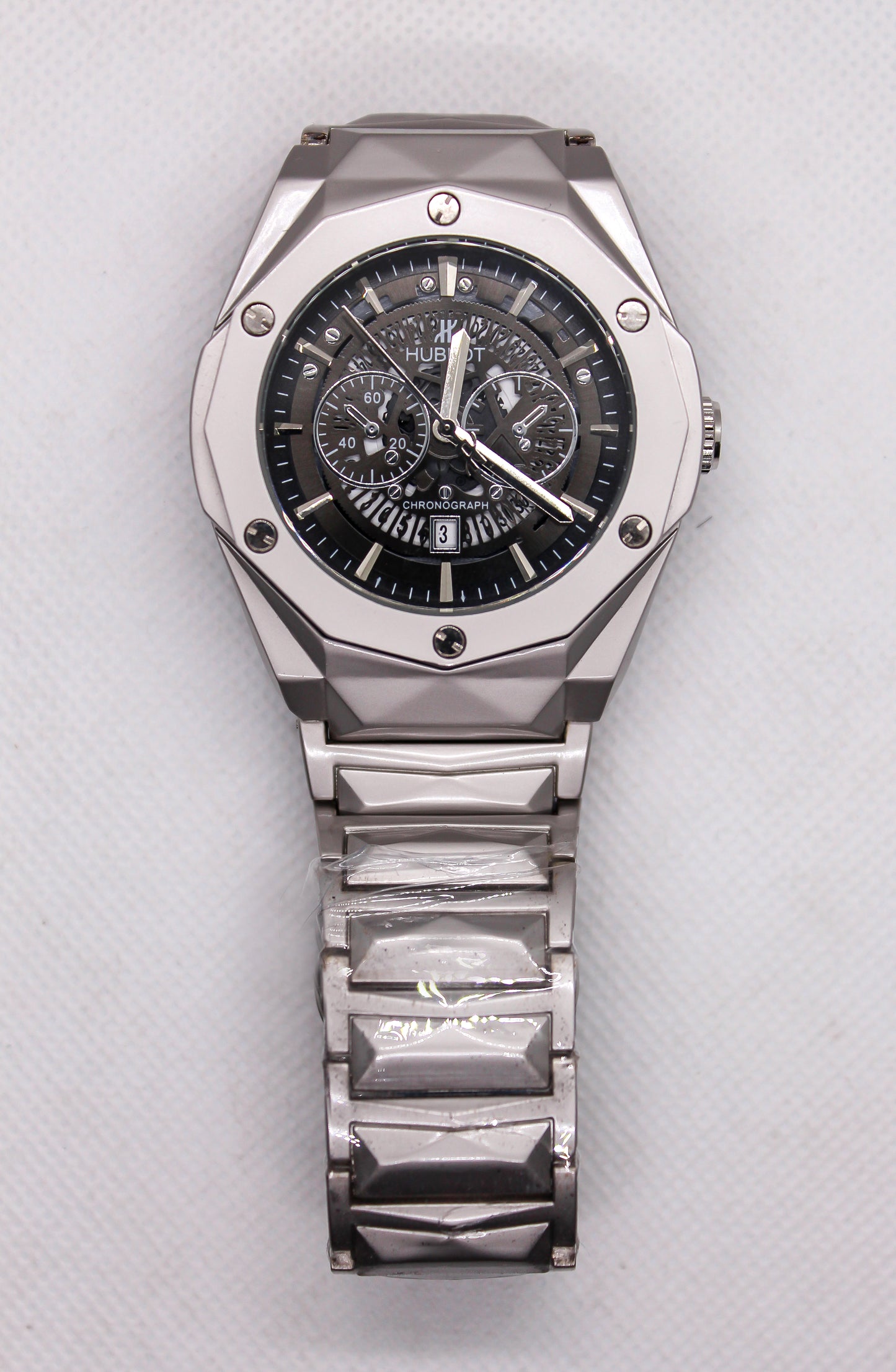 Premium Diamond Cut  Titanium (Silver/Blàck) watch