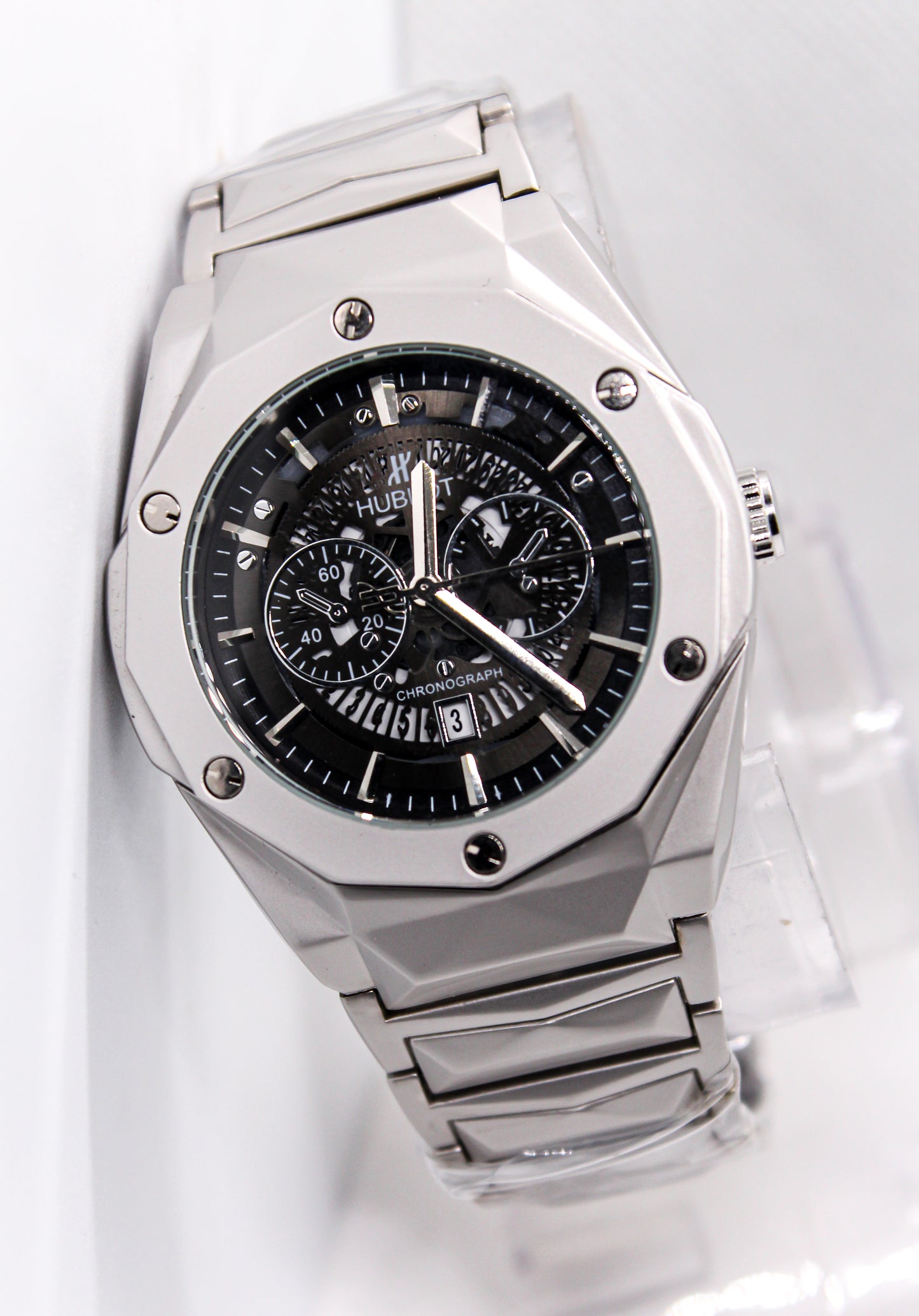 Premium Diamond Cut  Titanium (Silver/Blàck) watch