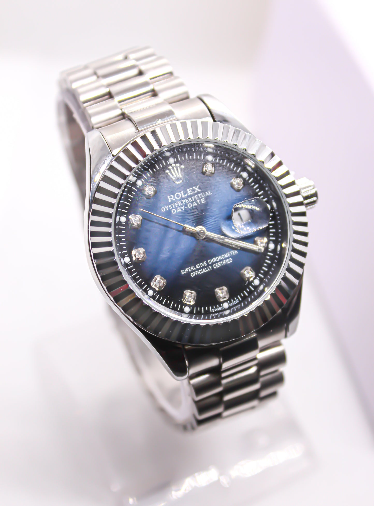 Premium RLX Silver Chain Blue Dial Watch