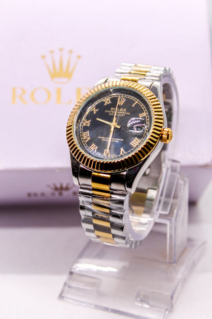 Premium RLX Automatic Two-Tone Black Roman Dial Watch