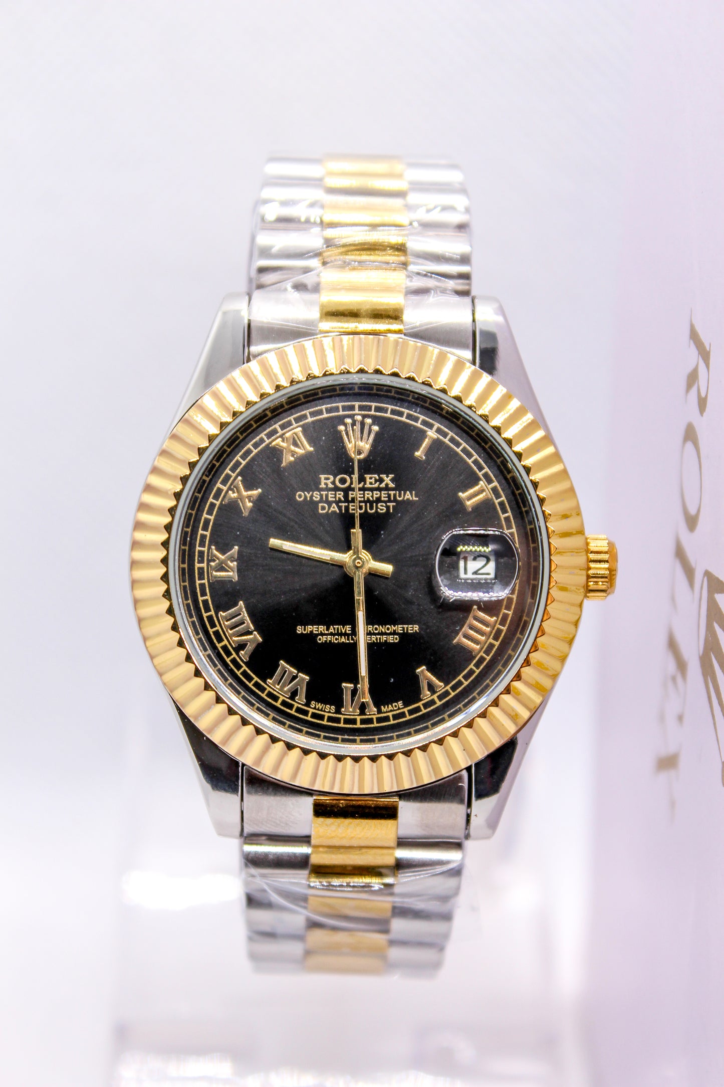 Premium RLX Automatic Two-Tone Black Roman Dial Watch