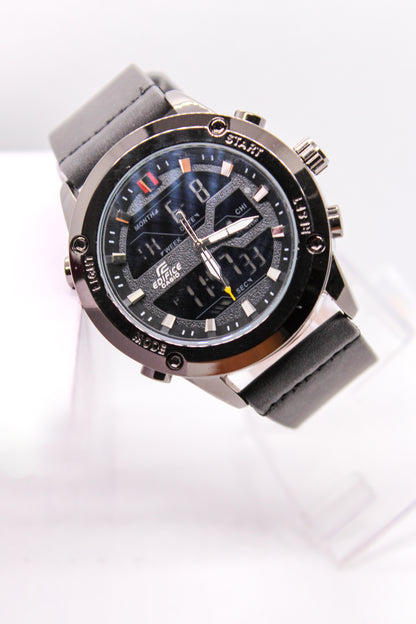 EDIFICE CASIO All Black Dual Time Watch